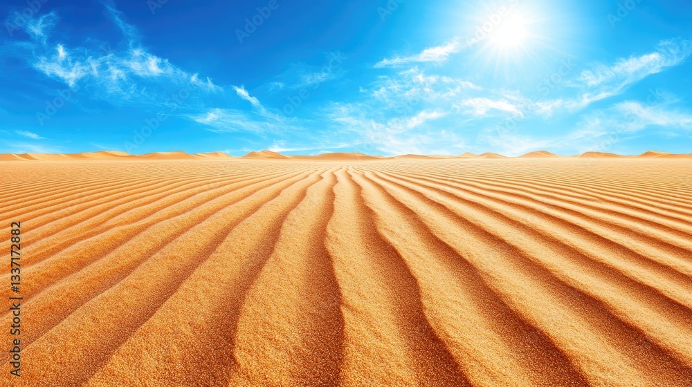 Fototapeta premium The golden sand dunes of Namibia stretching under a brilliant blue sky