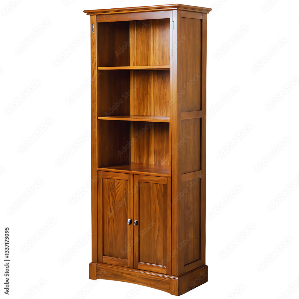 Elegant Wooden Bookcase with Storage, Three Shelves, Brown Finish, Home Furniture Elegant Wooden Bookcase with Storage, Three Shelves, Brown Finish, Home Furniture
