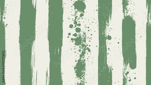 Grunge Vertical Rough Lines Vector Artistic Green and White Abstract Background. Different Grungy Hand Drawn Parallel Dry Brush Strokes Contemporary Striped Art Illustration. Artsy Seamless Wallpaper