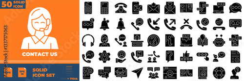 Contact Us Solid Editable Icons set