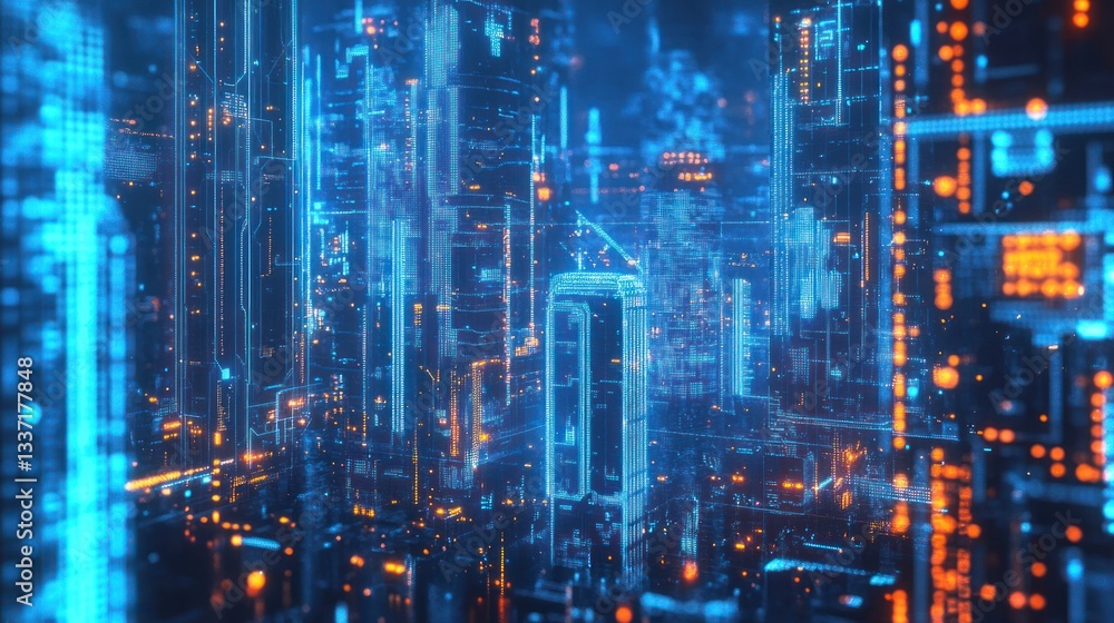 Digital cityscape, abstract architecture, futuristic city. Possible use Stock photo Digital cityscape, abstract architecture, futuristic city. Possible use Stock photo