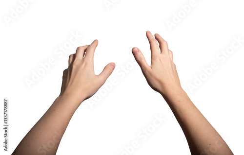 Canvastavla Both hands outstretched in a reaching gesture, fingers open and slightly curved, symbolizing grasping or taking something