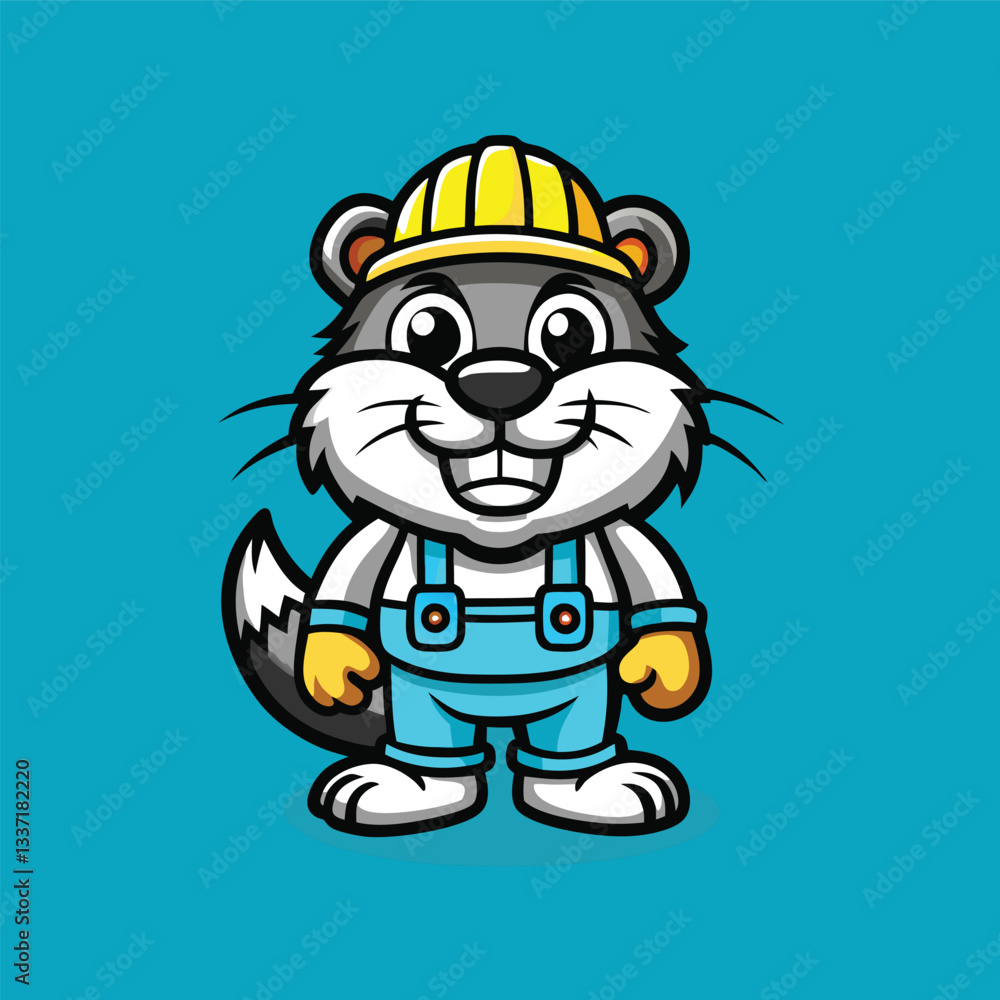 Obraz premium Cartoon Vector Logo of an Adorable Beaver Mascot Character with Bold Lines