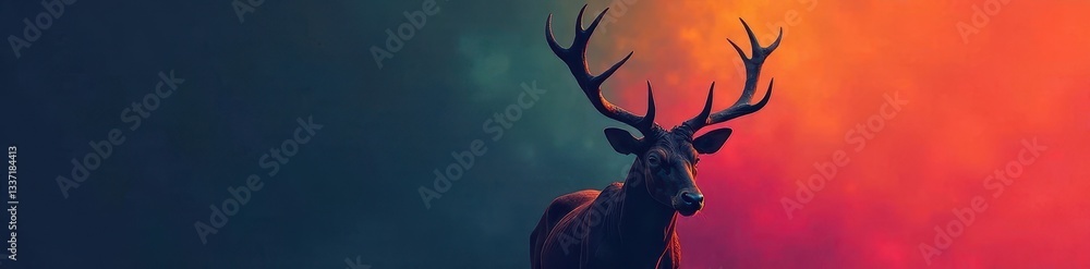 Naklejka premium Stylized ox head silhouette, bold lines, simple design , drawing, clean lines