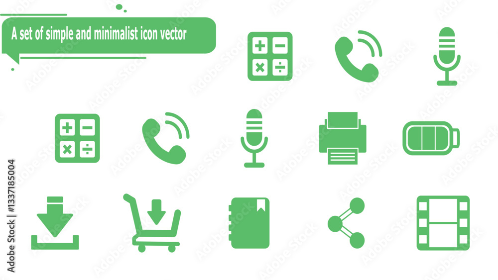 A set of simple and minimalist icon vector A set of simple and minimalist icon vector