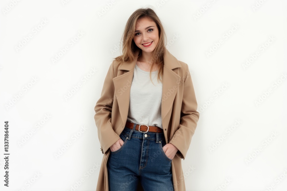 Half-Length (Waist-Up) portrait of young stylish smiling Estonian female model in retro wear isolated on pure white background looking at camera Half-Length (Waist-Up) portrait of young stylish smiling Estonian female model in retro wear isolated on pure white background looking at camera