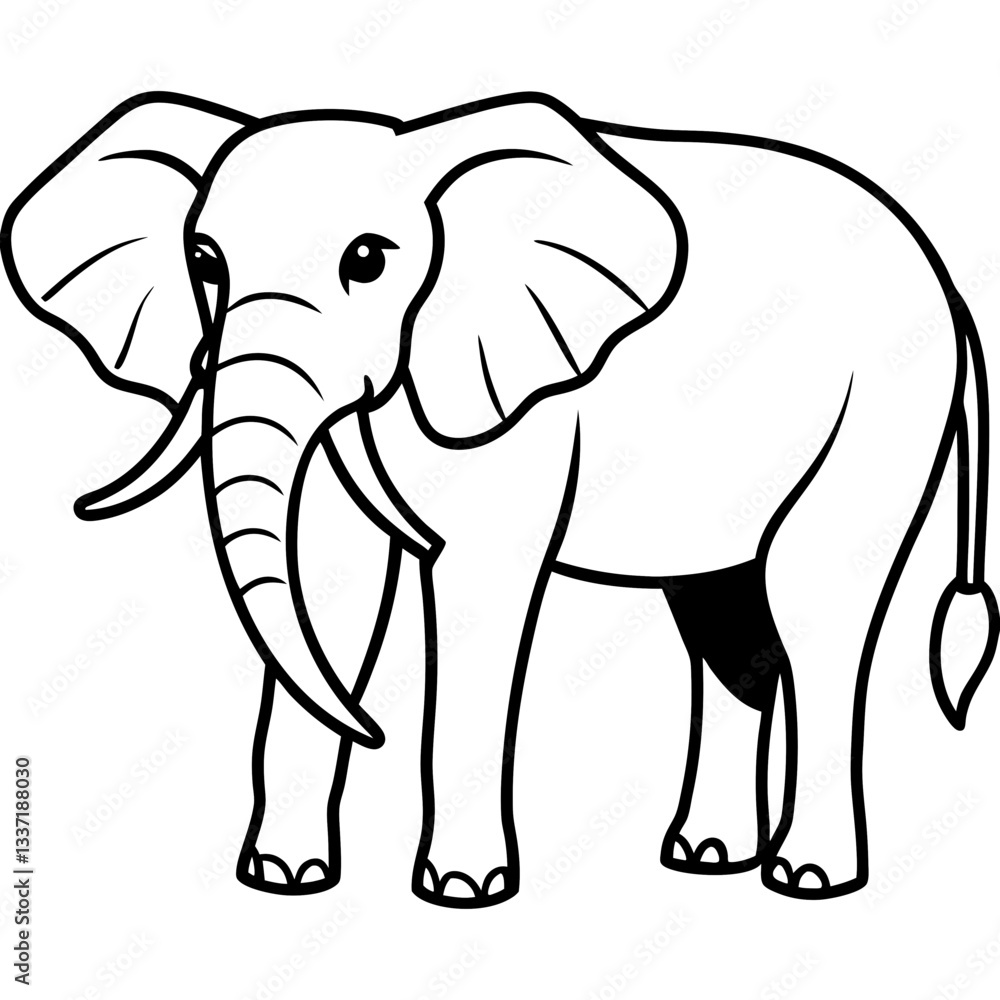 Naklejka premium Elephant Illustration: A captivating illustration of an elephant. It is a striking representation, celebrating the unique silhouette of an amazing creature.