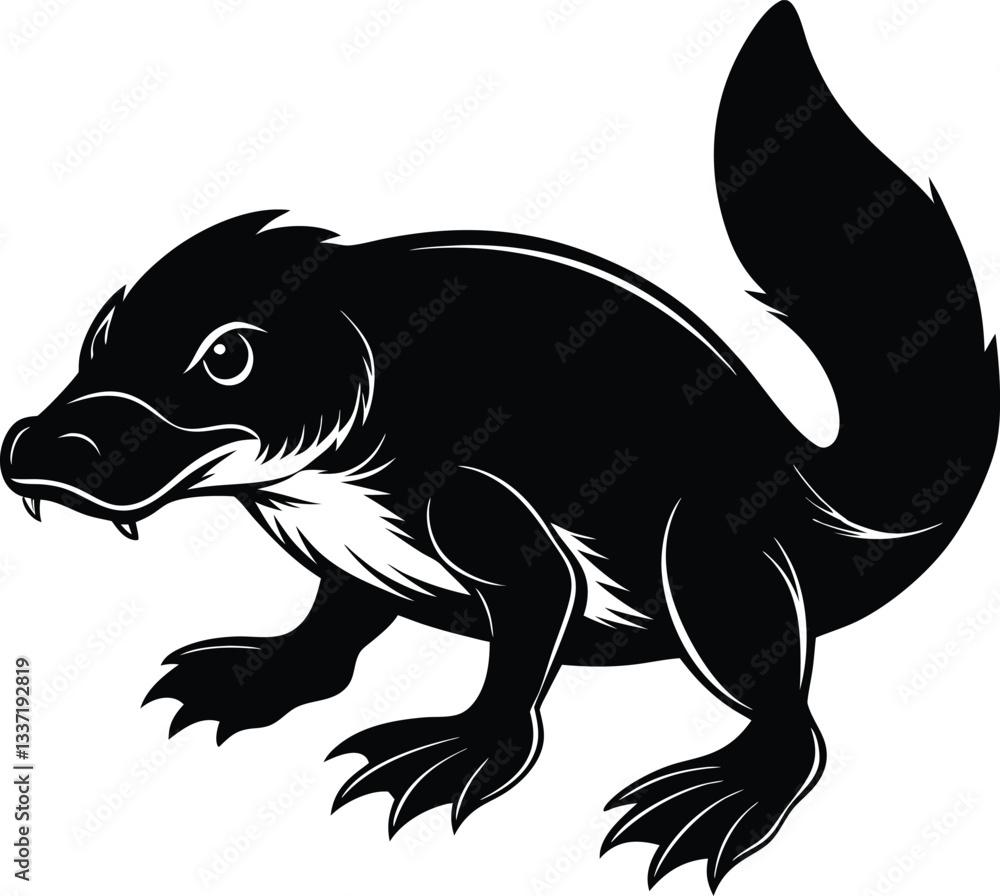 Platypus Silhouette Vector Illustration Platypus Silhouette Vector Illustration