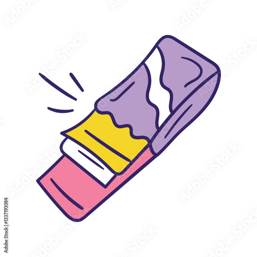 Chewing Gum color line doodle icon with white background vector stock illustration