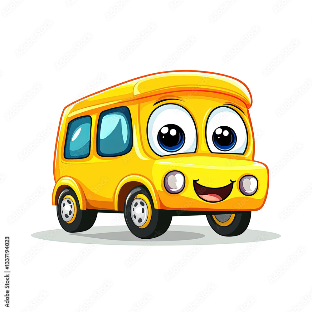 custom made wallpaper toronto digitalCartoon yellow school bus with smiling face and big blue eyes transparent background