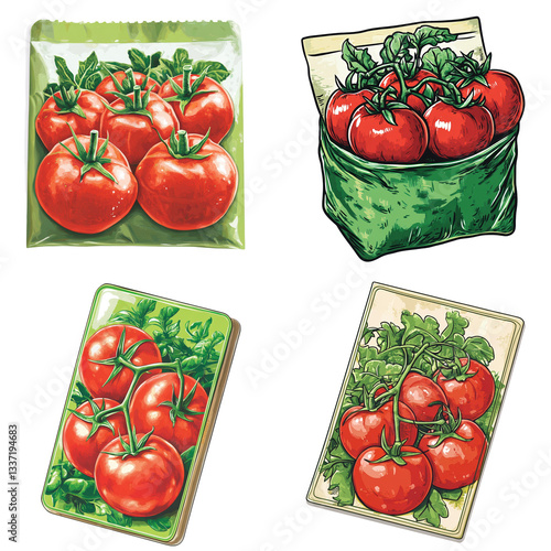 Tomato Seed Packet - Green Design Illustration 
