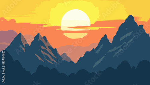 Sunset over the mountain