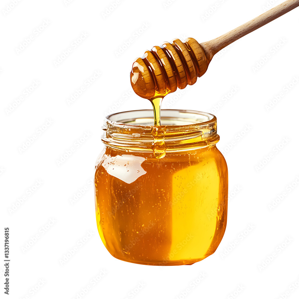 Realistic Clear Glass Jar Filled with Golden Honey Flowing Isolated on transparent background. Realistic Clear Glass Jar Filled with Golden Honey Flowing Isolated on transparent background.