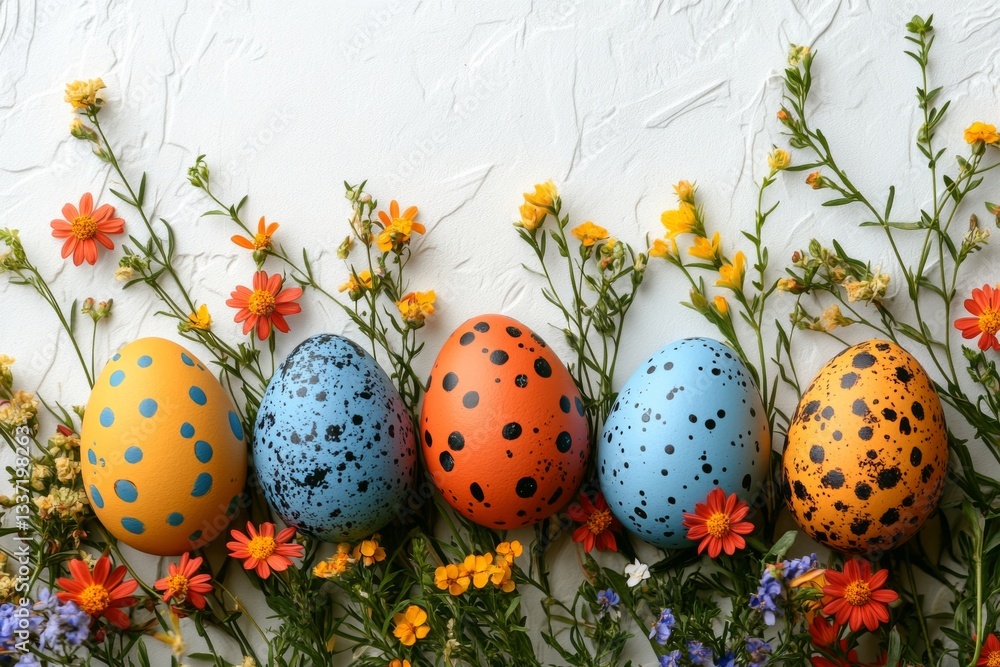 Speckled Easter Eggs In Floral Frame