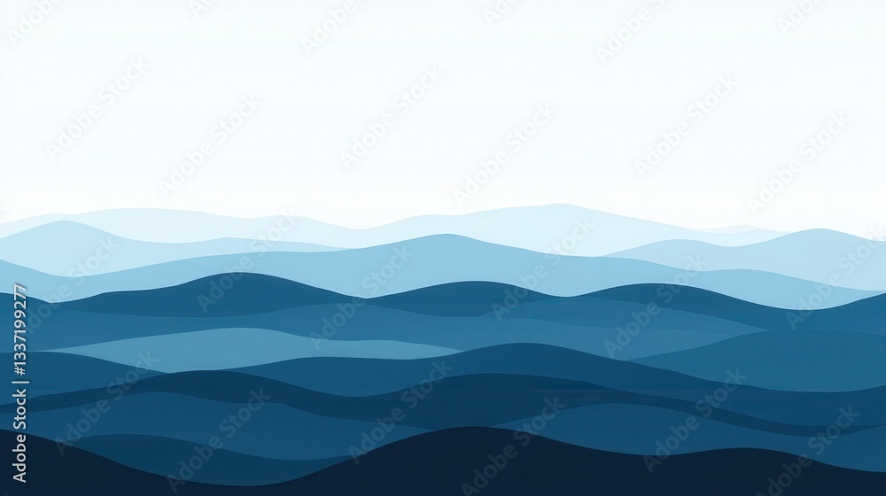 Serene Blue Mountain Range Landscape Illustration Serene Blue Mountain Range Landscape Illustration