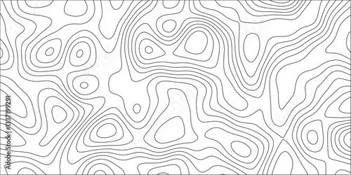  Abstract topographic contour line pattern. Minimalist black and white elevation map design. Geographic terrain background. Modern wavy curves texture. Seamless topography illustration for maps