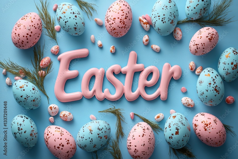 Easter Typography With Colorful Eggs