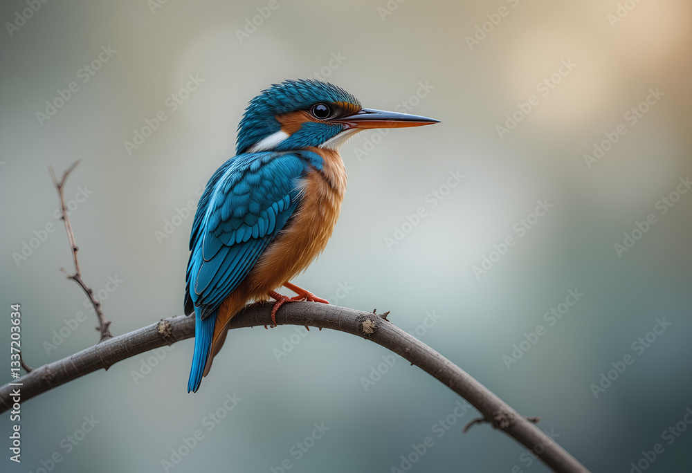 Colorful kingfisher perched on a branch surrounded by nature's vibrant hues Colorful kingfisher perched on a branch surrounded by nature's vibrant hues