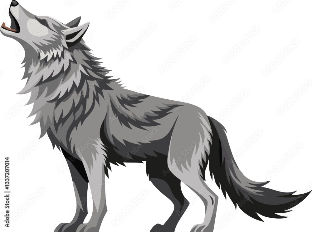 Obraz premium A lone howling wolf vector art illustration