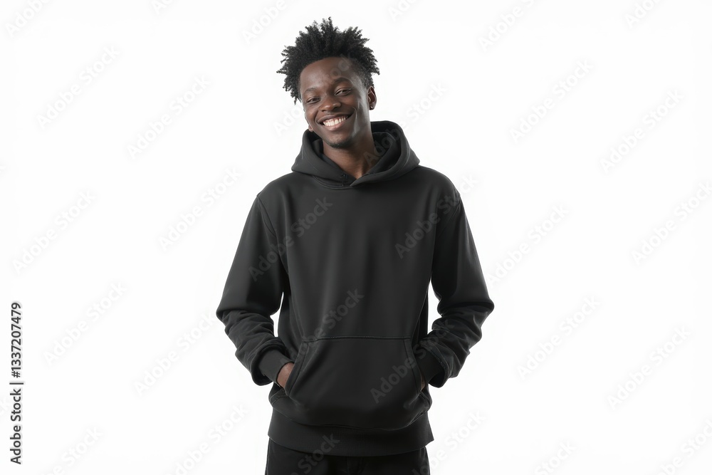 Half-Length (Waist-Up) portrait of young stylish smiling Gambian male model in grunge wear isolated on pure white background looking at camera Half-Length (Waist-Up) portrait of young stylish smiling Gambian male model in grunge wear isolated on pure white background looking at camera