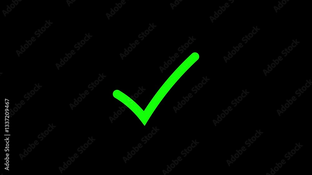 check mark sign with alpha channel, displayed on a black background. This animation emphasizes confirmation and approval with a clear, vibrant visual. check mark sign with alpha channel, displayed on a black background. This animation emphasizes confirmation and approval with a clear, vibrant visual.