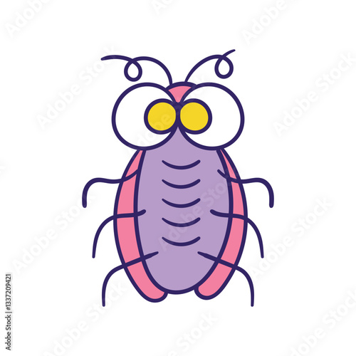 Cockroach color line doodle icon with white background vector stock illustration