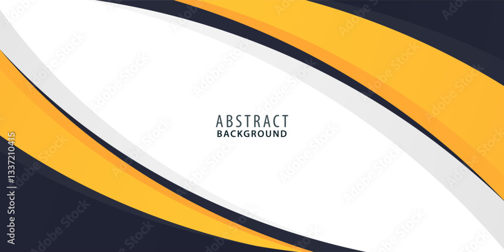 Obraz premium Abstract black and yellow curve or wave shapes on white background. Black yellow silver gradient white box rectangle abstract background vector presentation design.
