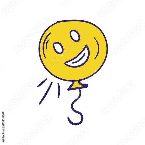 Smiley Balloons color line doodle icon with white background vector stock illustration