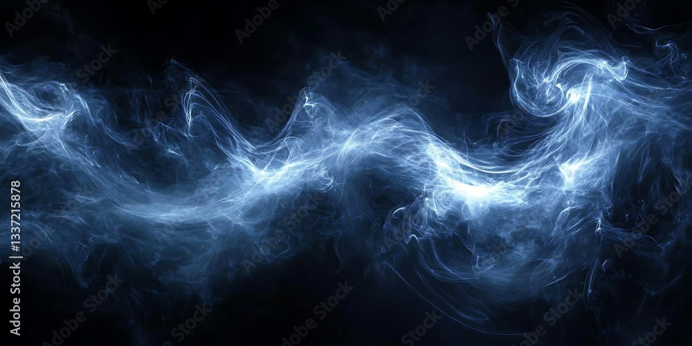 Fototapeta premium Blue smoke swirls on black background (2)
