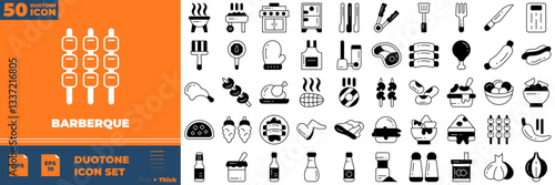 Barbeque Duotone Editable Icons set