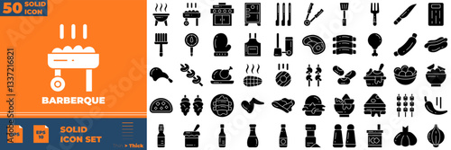 Barbeque Solid Editable Icons set