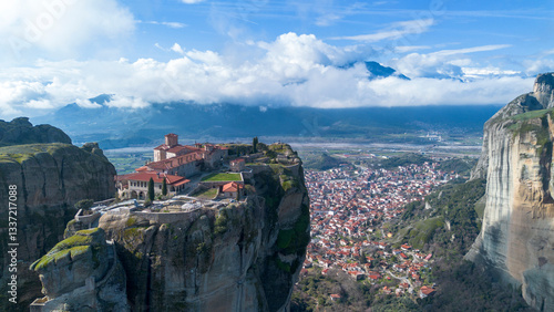 Meteora is a rocky region with monasteries near the town of Kalambaka in Greece.