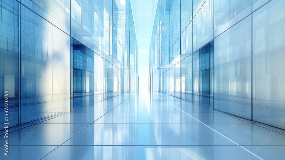 Modern Glass Building Corridor Perspective Modern Glass Building Corridor Perspective