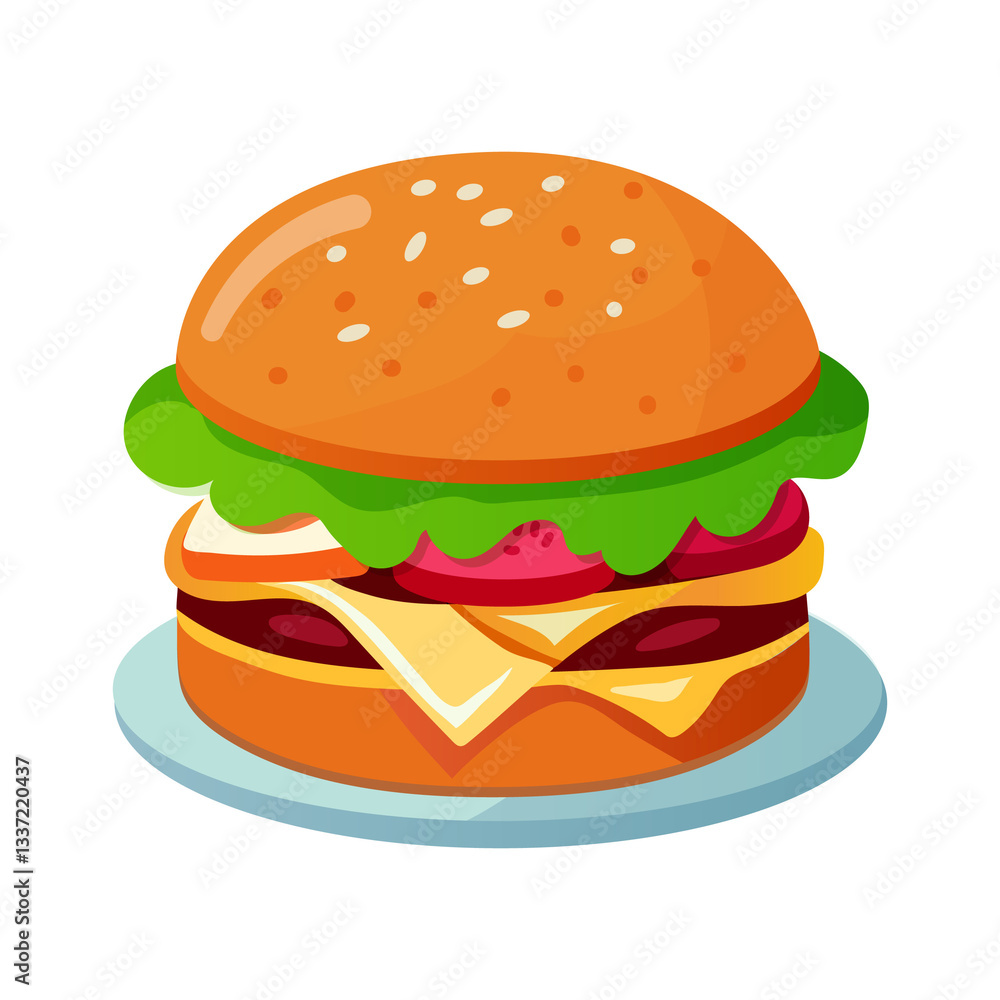 Hamburger isolated Flat illustration transparent background. Hamburger isolated Flat illustration transparent background.