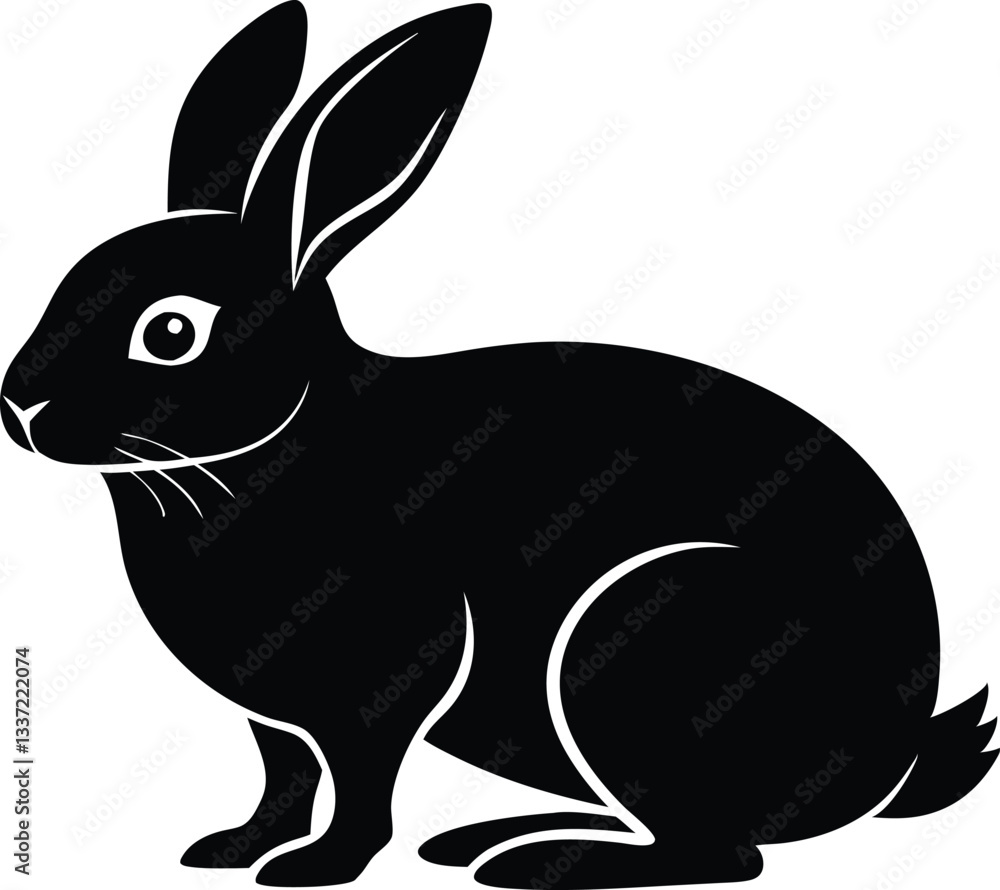 Fototapeta premium Beautiful animal rabbit silhouette black vector artwork 