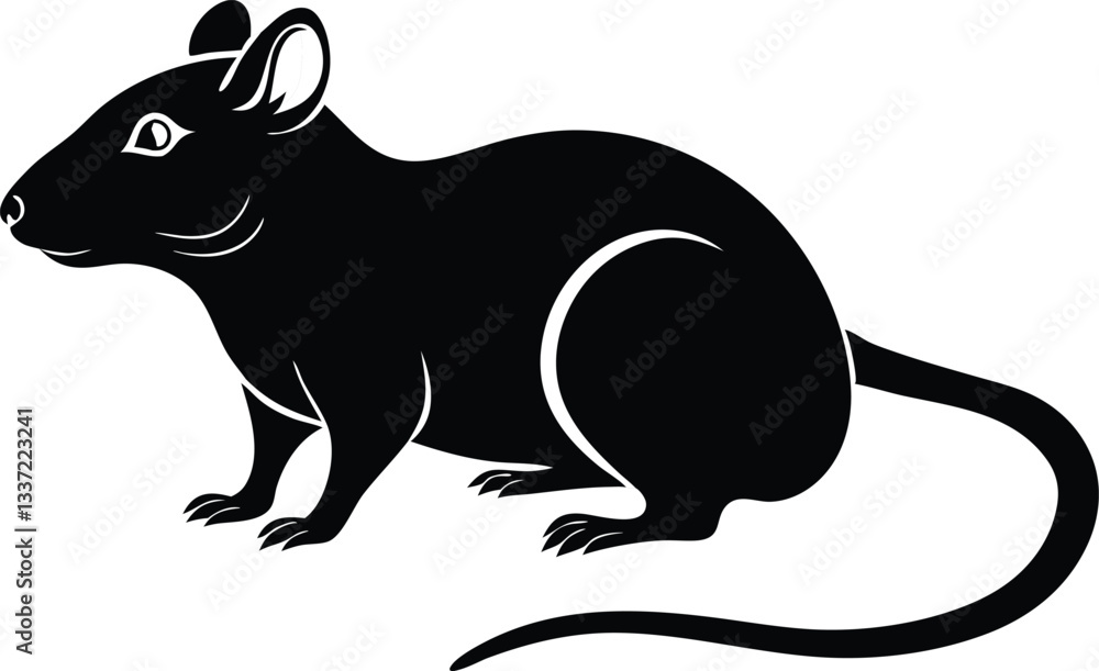 Obraz premium Beautiful animal rat silhouette black vector artwork