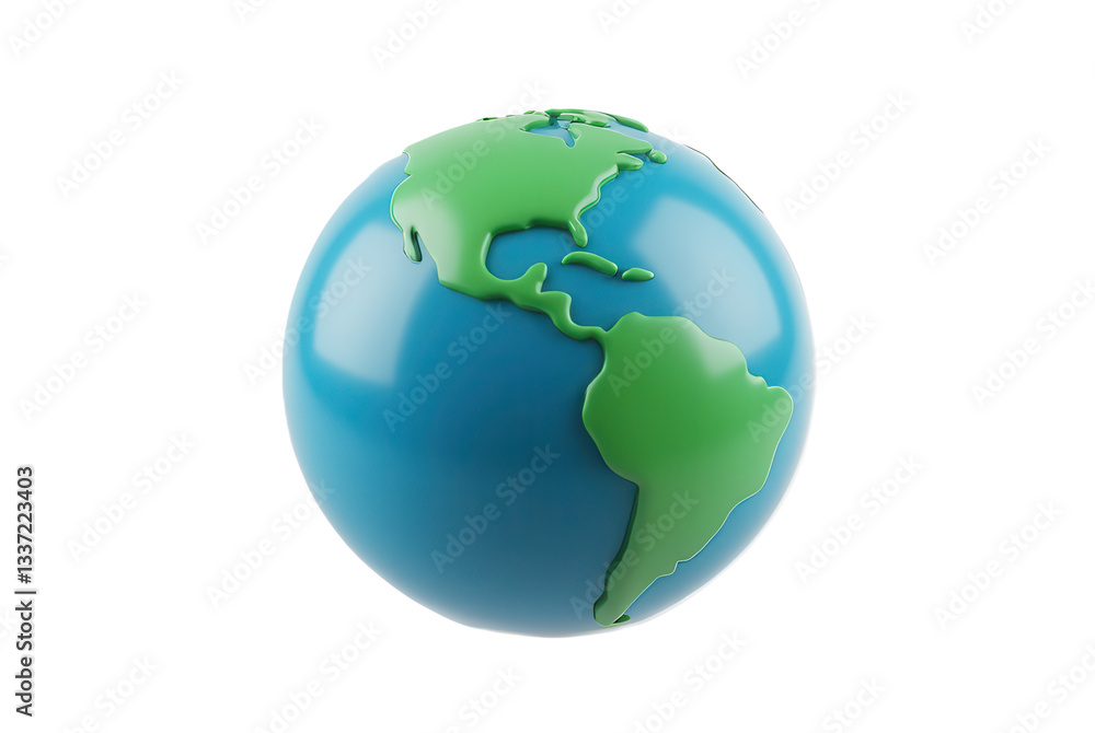 Naklejka premium Colorful 3D Globe Model Showing North and South America Regions