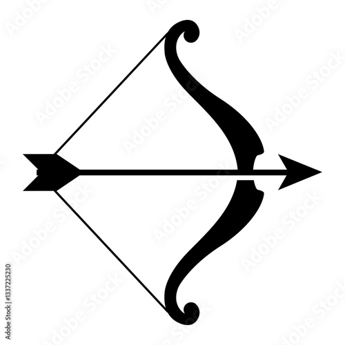 Icono con silueta de arco y flecha. Símbolo del día de San Valentín 