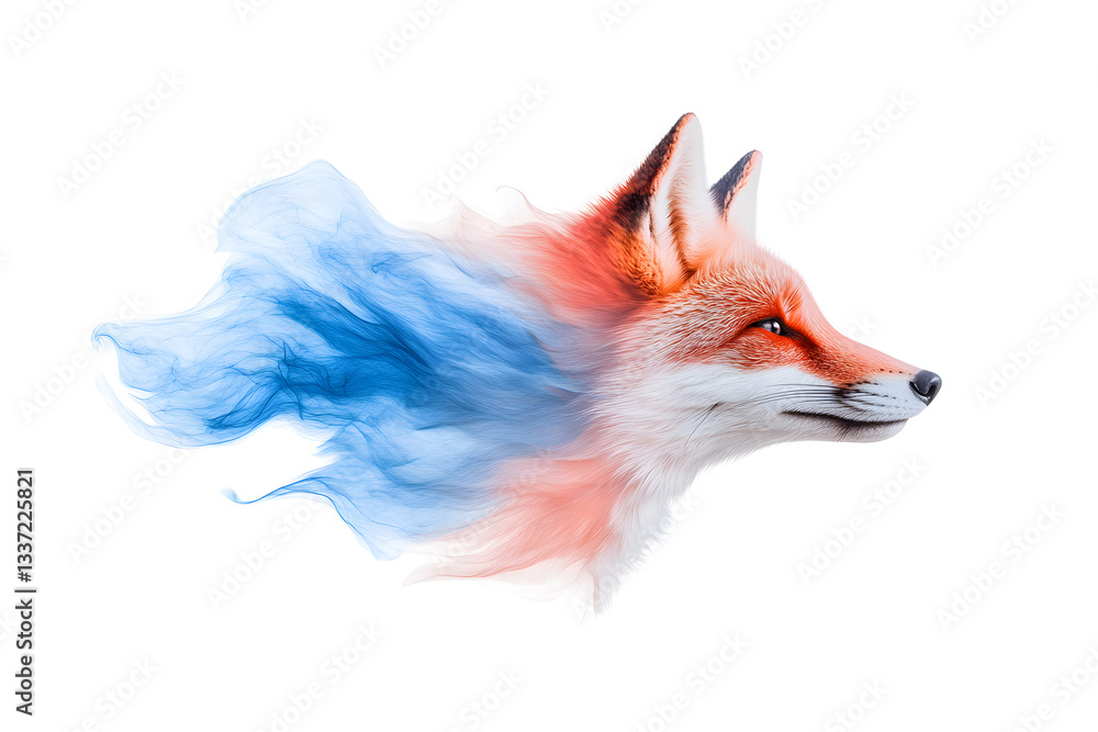 Fototapeta premium Abstract watercolor red fox face design isolated on white background