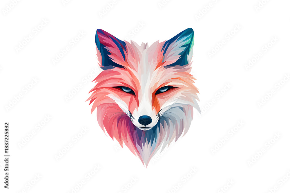Naklejka premium Abstract watercolor red fox face design isolated on white background