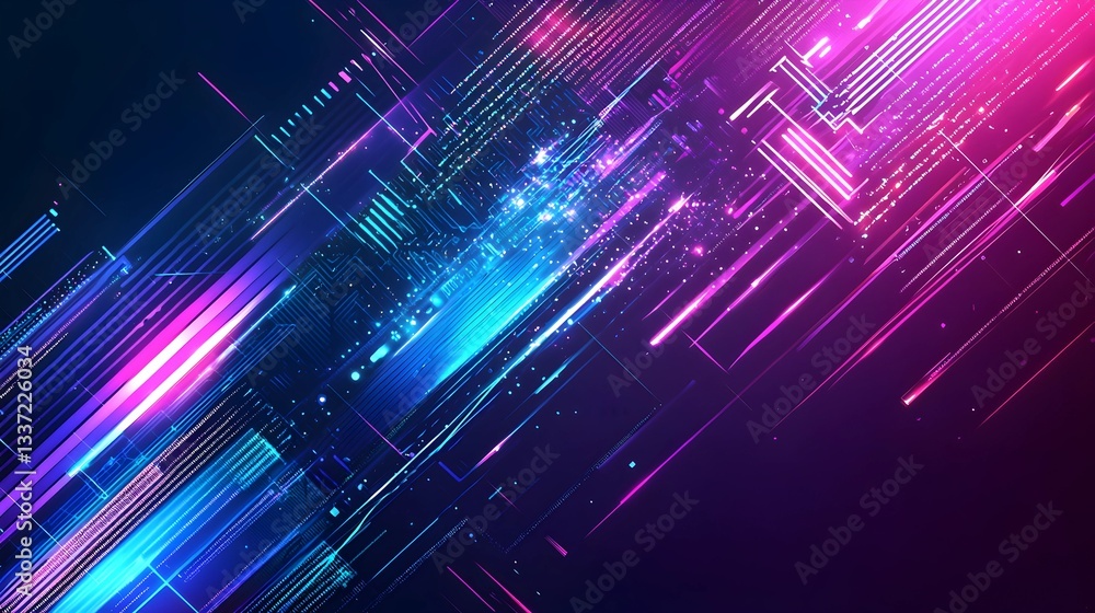 Futuristic Abstract Background with Glowing Grid and Neon Lines Futuristic Abstract Background with Glowing Grid and Neon Lines