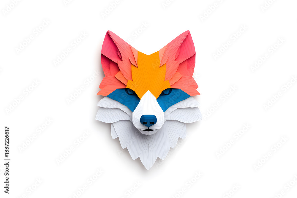 Naklejka premium Abstract Low polygon geometric red fox face design isolated on white background