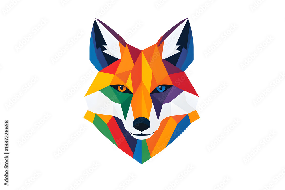 Fototapeta premium Abstract Low polygon geometric red fox face design isolated on white background