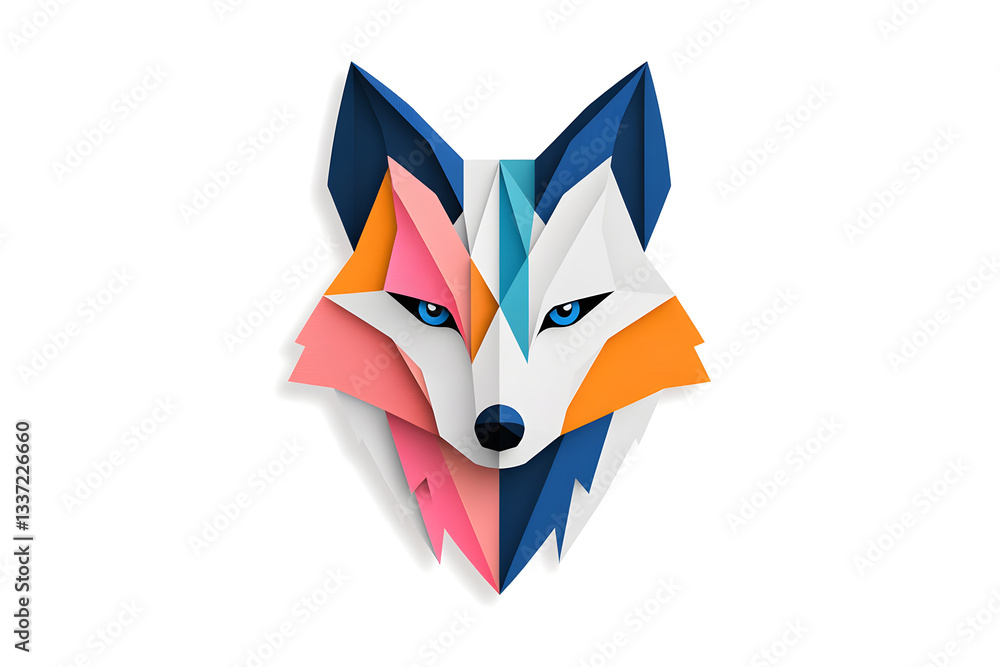 Fototapeta premium Abstract Low polygon geometric red fox face design isolated on white background