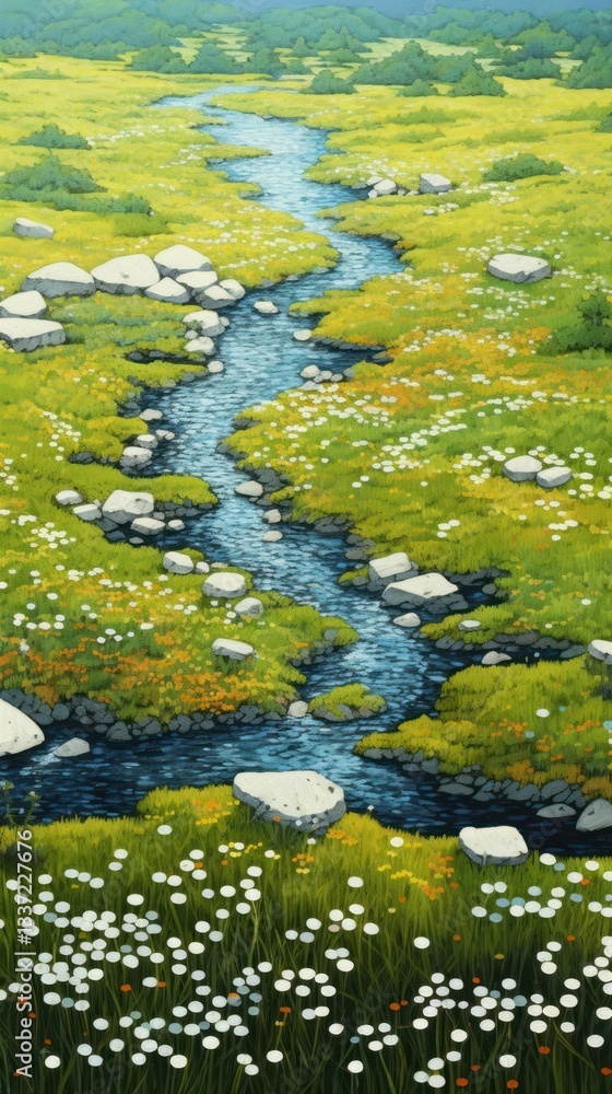 Fototapeta premium Landscape flower field wilderness.