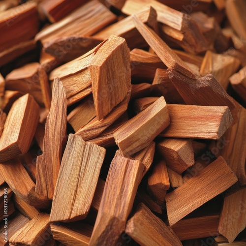 Aromatic Wood Shavings: A Close-Up View of Fragrant Cedar Chips for Natural Pest Control and Home Fragrance