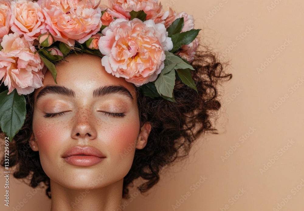 The image features a beautiful white girl with flowers, alongside a brunette girl with a big bouquet of roses, as well as a closeup of a young woman's face, showcasing her healthy and clean skin, and The image features a beautiful white girl with flowers, alongside a brunette girl with a big bouquet of roses, as well as a closeup of a young woman's face, showcasing her healthy and clean skin, and