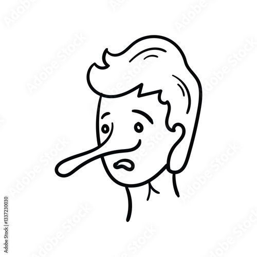 Liar line doodle icon with white background vector stock illustration