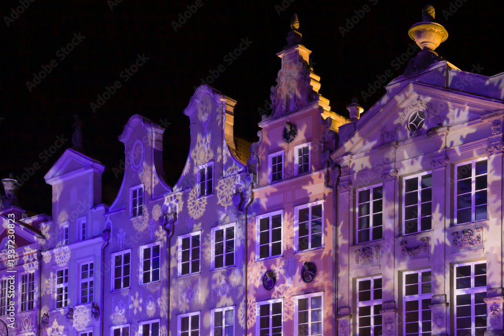 Illuminated Gables of Long Market at Christmas, Gdansk