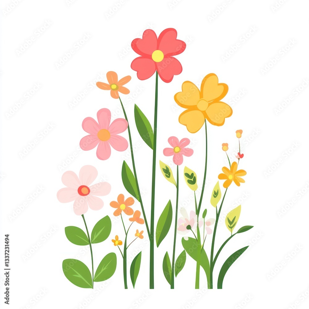 Flat vector of spring flower flowers art illustration. Flat vector of spring flower flowers art illustration.